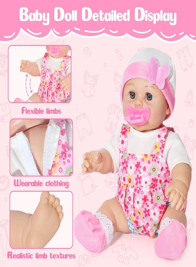 Mastom 12'' Baby Doll Playset with 4 Outfits Backpack, 12 Inch Realistic Baby Dolls with Clothes Backpack and 2 Bottles Bib Quilt Nipple Socks, Pretend Play Baby Doll Gift for Toddlers Girls Age 3+ - Image 5